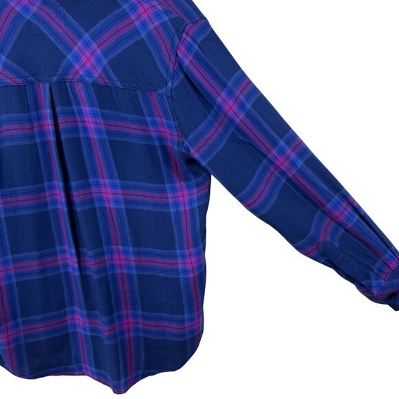 Rails Small Taitum Navy Ultra Violet Button Flannel Shirt Plaid Rayon Womens - Picture 15 of 15